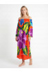 Hand Painted Rayon Off Shoulder Dress